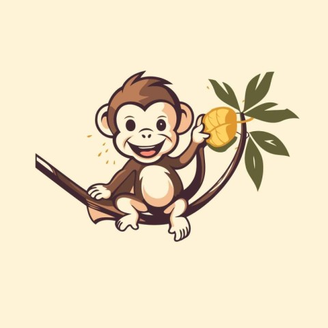 Monkey cartoon vector illustration. Isolated on a white backgrou