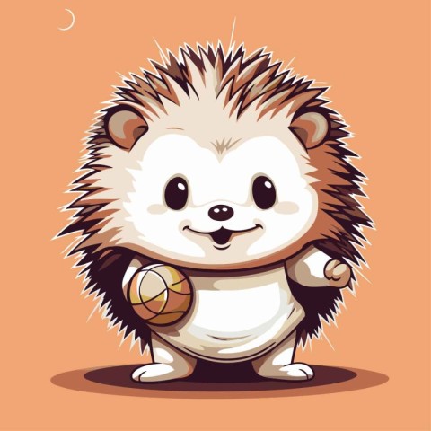 hedgehog with a ball in his hand. Vector illustration.