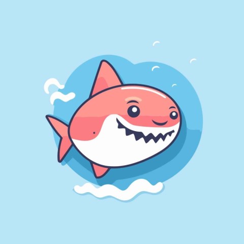 Cute cartoon shark icon. Vector illustration in flat cartoon sty