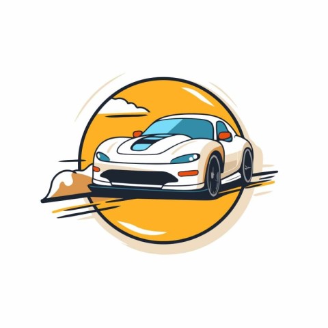 Car on the road. Vector illustration of a sports car on the road