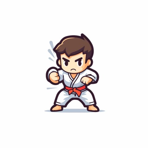 Taekwondo Cartoon Mascot Character Vector Illustration.