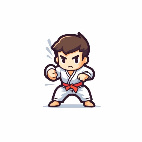Taekwondo Cartoon Mascot Character Vector Illustration.