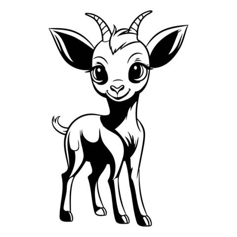 Vector image of a cute cartoon goat isolated on a white backgrou