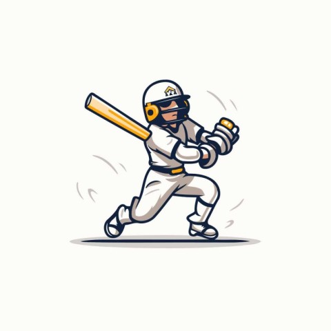 Cricket player with bat and ball vector illustration. Cartoon st