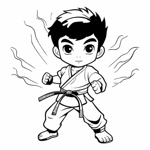 Karate boy cartoon. Vector illustration of a karate boy.