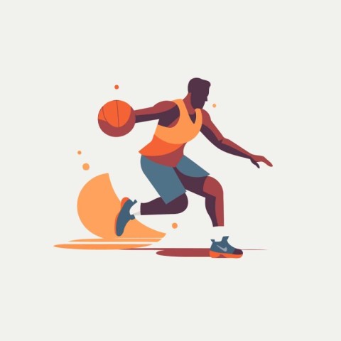 Basketball player in action. Vector illustration in a flat style