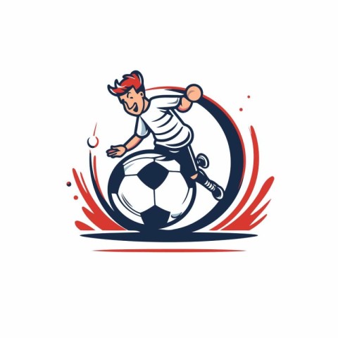 Soccer player and ball vector logo design template. Football clu