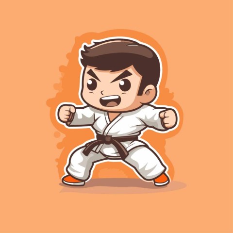 Taekwondo cartoon character. Vector design for t-shirt.