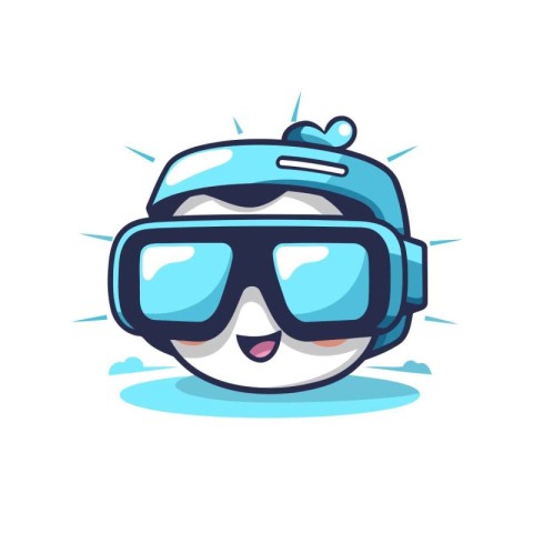 Cute panda wearing a diving helmet and goggles. Vector illustrat