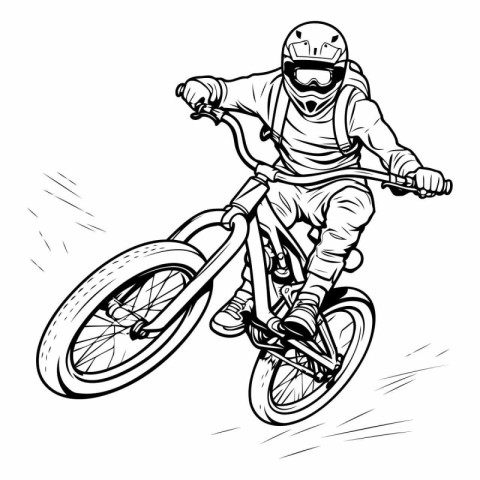 Mountain biker jumping on a bike. Vector illustration ready for