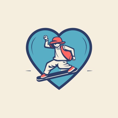 Skateboarder in the form of heart. Vector illustration.