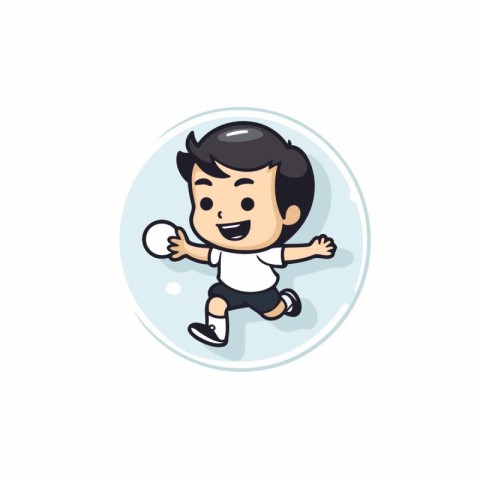 Illustration of a cute boy playing soccer on white background -