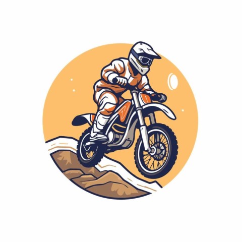 Motocross rider on the race. Vector illustration in retro style