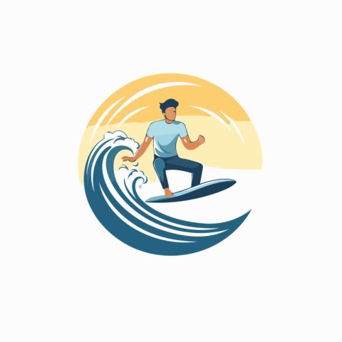 Surfer vector icon design template. Surfer logo design template.