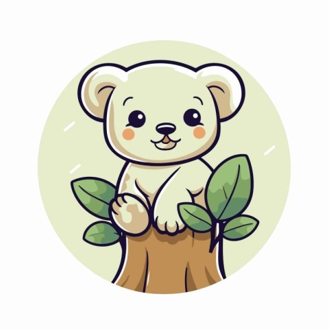 Cute koala bear sitting on a tree. Vector illustration.