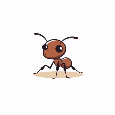 Cute ant isolated on white background. Vector illustration in ca