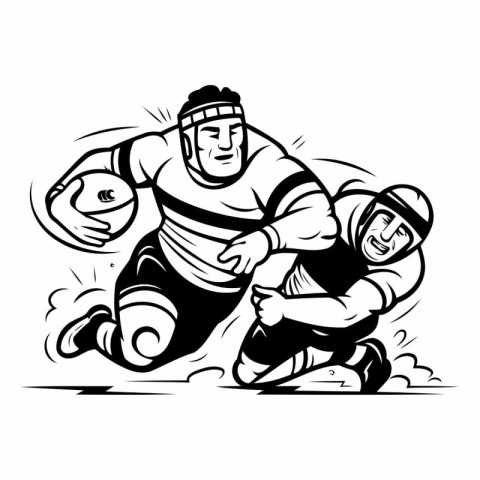 Rugby player jumping with ball. Vector illustration ready for vi