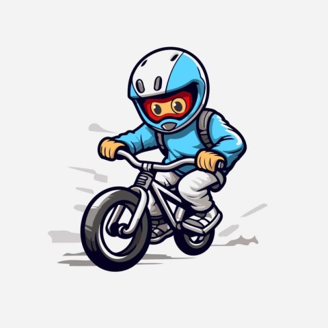 Vector illustration of a motorcyclist in helmet riding a bike.