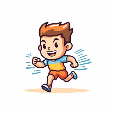 Running boy cartoon character vector Illustration isolated on a