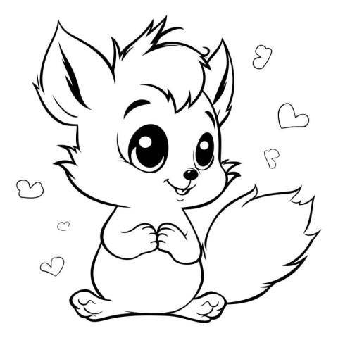 Illustration of a Cute Squirrel with hearts on a white backgroun