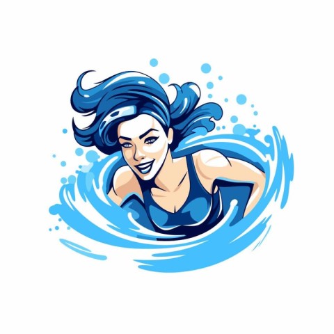 Vector illustration of a woman swimming in a pool with a splash