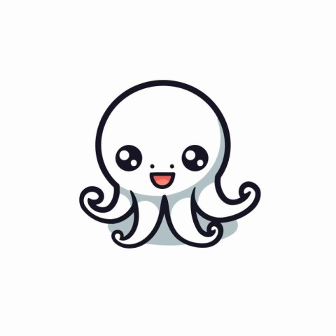 Cute octopus icon. Vector illustration in cartoon flat style.