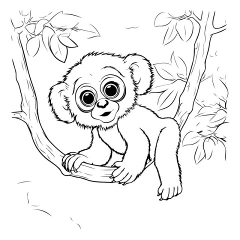 Cute koala sitting on a branch. Vector illustration for coloring