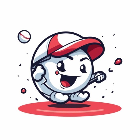 Baseball Ball Mascot Character Mascot Design Vector Illustration