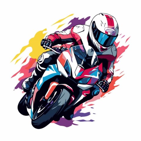 Motorcycle racer vector illustration. Sport motorcyclist rider o