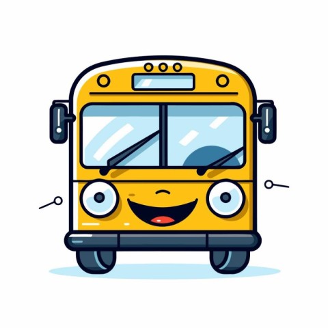 School bus character. Cute cartoon vector illustration. School b