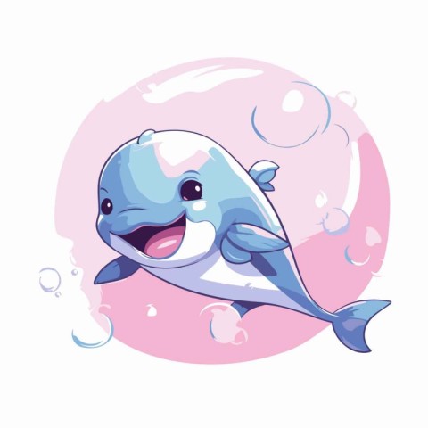 Cute cartoon dolphin. Vector illustration of a cute cartoon dolp