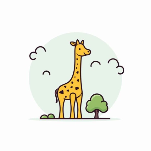 Giraffe vector illustration. Flat style design. Giraffe in the f