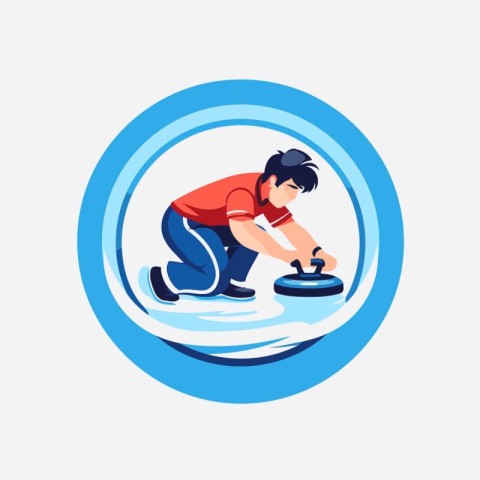 Man riding water bike. Vector illustration in a flat cartoon sty