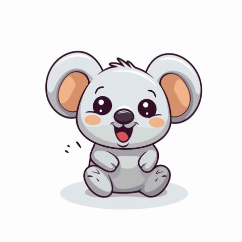 Cute koala isolated on white background. Vector cartoon illustra