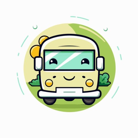 Cute bus cartoon character. Vector flat design cartoon style ill