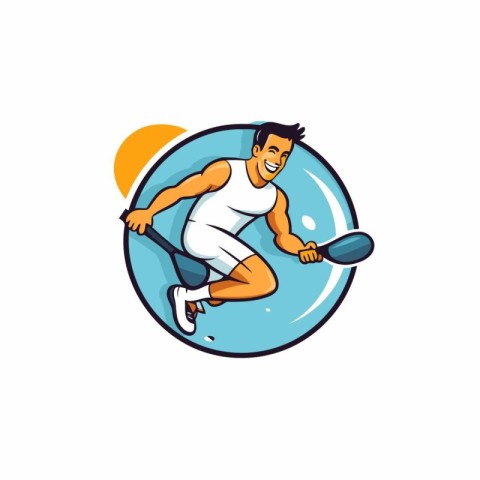 Badminton player vector logo. Badminton player illustration.