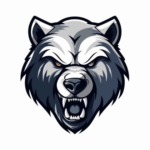 Wolf head vector mascot logo for sport team isolated on white ba