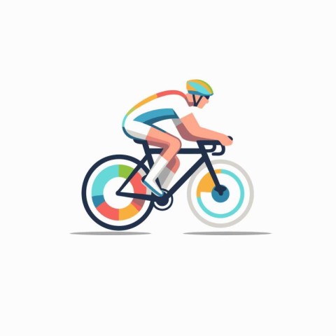 Cyclist riding a bike. Flat design. Vector illustration.