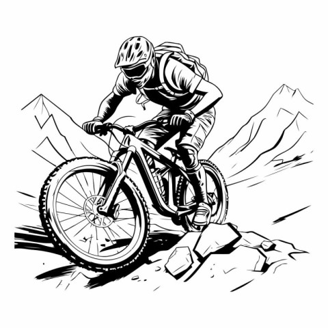 Mountain biker rider in action. Vector illustration ready for vi