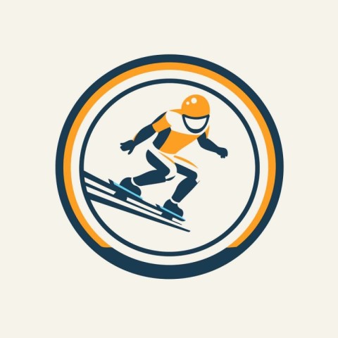 Snowboarder logo. emblem or badge. vector illustration in flat s