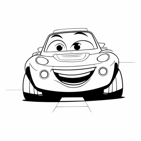 illustration of a smiling cartoon sports car on a white backgrou