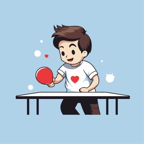 Man playing table tennis with a ball. Vector illustration in car