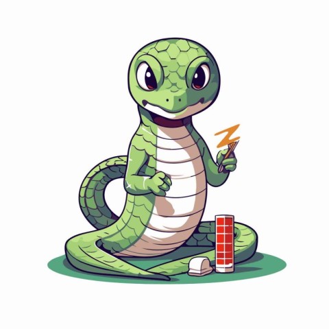 Cute cartoon snake. Vector illustration isolated on a white back