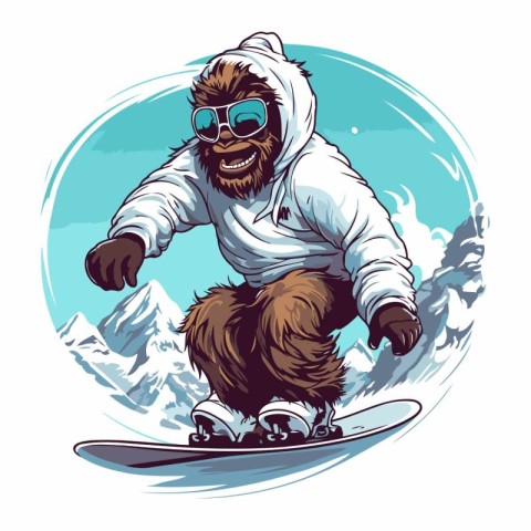 Vector illustration of a snowboarder in a white hooded sweatshir