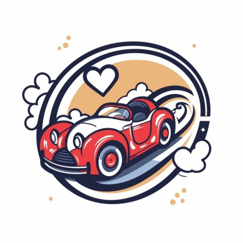 Vintage sports car logo. emblem. badge. Vector illustration.