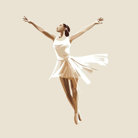 Beautiful ballerina in a white tutu. Vector illustration.