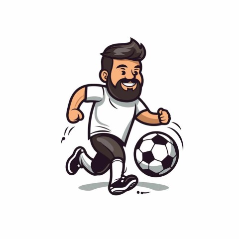 Cartoon soccer player with ball vector Illustration on a white b