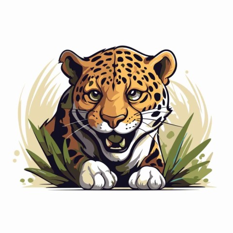 Jaguar. leopard. Wild animal. Vector illustration.