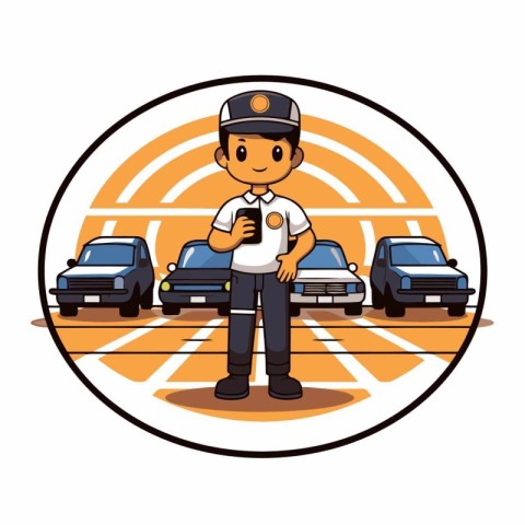 police man with car icon vector illustration graphic design vect