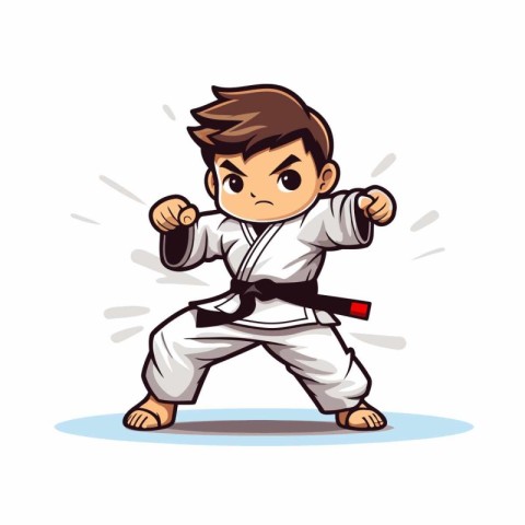 Cartoon karate boy vector illustration. Cartoon karate boy.